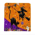 Halloween Kissenbezug mit Hexe und schwarzer Katze auf orangefarbenem Polka-Dot-Hintergrund - Hexe Schwarze Katze Geist (TYT08-2)