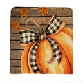 Retro pumpkin and maple leaf harvest themed square pillowcase for Thanksgiving home decor - Pumpkin Bow Style (TYT11-1)