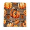 Detailed texture of rustic Thanksgiving chair cover with pumpkin and maple leaf print - Tyt11-2 / 49*58cm