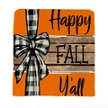 Close-up of Happy FALL Y'all decorative pumpkin chair cover with rustic wood grain texture - Happy Fall Style (TYT11-4)