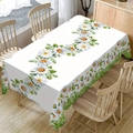 Nappe rectangulaire avec motif de marguerites sur fond blanc pour décoration de table - Tissu brossé / 40x60cm / Marguerite Fraîche (ZB694-6)