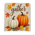 Coprisedia autunnale con zucche e testo gather per decorazioni del Ringraziamento - 49*58cm / Stile Zucca Gather