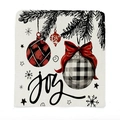 Housse de chaise de Noël vintage avec branches de pin et imprimé joyeux rouge et noir - 49*58cm / Motif Typographique JOY (TYT362-2)