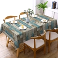 Rectangular tablecloth featuring a vintage blue and brown wood grain patchwork pattern - Brushed Fabric / 40x60cm / Wood Grain (ZB694-9)