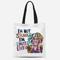 White canvas tote bag with colorful portrait and Limited Edition slogan detail - Limited Edition(TFBD26-7)