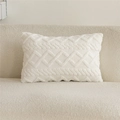 Dettaglio del copricuscino rettangolare bianco crema con trama a trecce e jacquard 3D - 30x50cm / Fodera per Cuscino Singola (Senza Inserto) / Bianco
