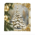 Housse de coussin sapin de Noël doré avec rennes et ornements sur tissu blanc chic - Style Sapin de Noël(TYT05-3)