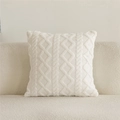Minimalistischer cremeweißer Kissenbezug mit elegantem Zopfstrickmuster für Sofas - 45x45 / Nur Kissenbezug / Weiß