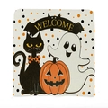 Coprisedia di Halloween con simpatici motivi di gatto nero zucca e fantasma - Motivo di Benvenuto (TYT09-2)