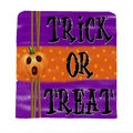 Halloween Stuhlbezug mit lila Trick or Treat Aufdruck und gruseligem Kürbis Design - Kürbis Trick or Treat (TYT08-3)