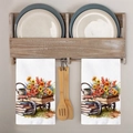 Set de serviettes de cuisine en microfibre à motifs floraux vintage et aquarelle - Style Chariot Fleuri (MJBT80-8) / 40*60cm