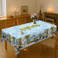 Rectangular Mediterranean tablecloth with lemon pattern and seaside scenery print - Brushed Fabric / 40x60cm