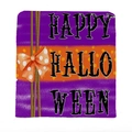 Halloween Stuhlbezug in Lila mit orangefarbener Schleife und Pünktmuster-Druck - Schleife Happy Halloween (TYT08-4)