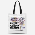 White canvas tote bag featuring a funny woman quote and colorful graphic print - Tfbd26-12; 33*39cm; 12 Oz Polyester-cotton Canvas (single-sided Printed)