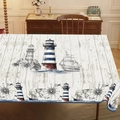 Rectangle tablecloth with nautical sailing theme, lighthouse and vintage world map - Brushed Fabric / 40x60cm