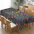 Rectangular table cloth featuring 3D colorful water droplets on a dark grey matte base - Brushed Fabric / 40x60cm / 3D Water Drop (ZB694-18)