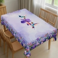 Waterproof rectangular tablecloth with purple hummingbird and iris pattern on wood table - Brushed Fabric / 40x60cm