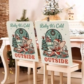 Pack de 2 fundas navideñas de lino para sillas con diseño de elfo y frase festiva - 49*58cm / Estilo Elfo Pintado a Mano (TYT16-4)