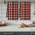 Juego de paños de cocina con diseño de cuadros rojos, verdes y blancos en un estante - Estilo de Cuadros Rojos Y Verdes (MJBT88-2) / Unidad Individual