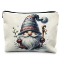 Winter-Kosmetiktasche mit Aquarell-Gnom aus Leinen-Strukturstoff mit Reißverschluss - Tsnd58-2 / 21,5*15cm Hochdichtes Leinen