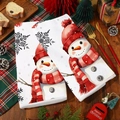 Kerst keukendoeken set met sneeuwpop patroon en feestelijke tafeldecoratie items - Cartoon Sneeuwpop Stijl (MJBT362-1)