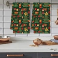 Juego de toallas de cocina navideñas con árbol y cajas de regalo colgadas en la cocina - Estilo de Árbol de Navidad Y Caja de Regalo (MJBT88-1) / Unidad Individual