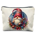 Winter watercolor Christmas gnome makeup bag with festive pine cone and red ribbon print - Red Patterned High Hat Gnome Style (TSND58-5)
