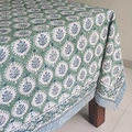 Ethnic forest green tablecloth with white tree prints and blue striped border - Brushed Fabric / 40x60cm / Forest Tree (ZB694-20)