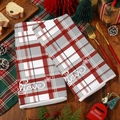 Kerstkeukendoeken set met rode ruitpatronen en Believe sneeuwvlok typografie - Believe Letter Rode Ruit Stijl (MJBT362-4)