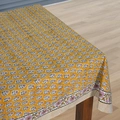 Rectangular ginger yellow tablecloth with black white floral patterns and pink borders - Brushed Fabric / 40x60cm / Yellow Ditsy Floral (ZB694-21)