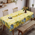 Rectangular tablecloth with Mediterranean lemon and blue building pattern for dining table - Brushed Fabric / 40x60cm