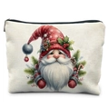 Winter watercolor Christmas gnome makeup bag with festive red hat and pine patterns - Tsnd58-14 / 21.5*15cm High Density Linen
