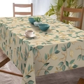 Rectangular tablecloth with green and gold leaf patterns for a cozy dining atmosphere - Brushed Fabric / 40x60cm