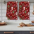 Set di asciugamani da cucina natalizi con Babbo Natale e stampe festive decorative - 40*60cm