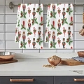 Dettaglio di due strofinacci da cucina natalizi con motivi di schiaccianoci e feste - Stile Soldato Schiaccianoci (MJBT94-3) / Due Strisce