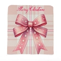 Pink plaid Christmas chair cover featuring a silk bow design with Merry Christmas text - Star Bow