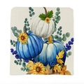 Blue pumpkin and sunflower printed linen chair cover for Thanksgiving festive decor - Fresh Blue White Pumpkin Mix (TYT07-2) / 49*58cm