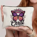 Canvas butterfly makeup bag with inspirational quote and purple butterfly pattern - Purple Pink Rainbow Background Butterfly Style (TSND59-4)