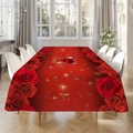 Rote Valentinstag Tischdecke mit Rosen, Herzen und Love-Schriftzug für festliche Deko - 40x60cm / Pfirsichhaut / Rose Edelstein Herz Stil 2