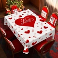 Detail of white Valentine table cloth with red hearts and roses in a cozy dining setting - 40x60cm / Peach Skin / Red Heart Love Word Style 6