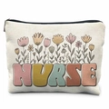 Cream canvas pouch with floral design and NURSE text for nurse appreciation gift - Vintage Floral Nurse (TSND37-20)