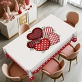 Detail of white rectangular tablecloth featuring heart patterns and red scalloped edges - 40x60cm / Peach Skin / Multi Texture Heart Wavy Style 5