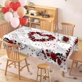 Detail of red rose heart pattern on rectangular tablecloth for romantic dinner - 40x60cm / Peach Skin / Rhombus Rose Heart Style 4