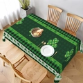 Close-up of Saint Patrick's Day tablecloth with green clover patterns on a wooden table - 40*60cm Brushed Fabric / Pattern 2