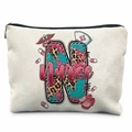 Off-white canvas makeup bag with leopard print Nurse N graphic and medical icons - Leopard Letter Background Nurse (TSND37-25)