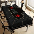 Détail d'une nappe de poker Texas Hold'em pour 10 joueurs avec lignes dorées et piques - Thème Texas Hold'em Noir et Or (ZB699-22) / 40x60cm Tissu Brossé