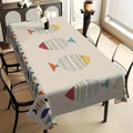 Rectangular cream tablecloth featuring colorful Nordic cartoon fish patterns and linen texture - Zb697-14 / 40*60cm Brushed Fabric