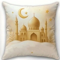 Eid Kissenbezug mit goldenem Moschee-Print und Sternen für Sofa-Dekoration - Moschee-Mond-Stern-Muster (CDR395-2) / 45x45cm