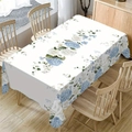 Rectangle white tablecloth with blue hydrangea floral pattern for summer dining decor - Zb697-20 / 40*60cm Brushed Fabric
