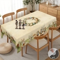 Detailed view of yellow Easter tablecloth with bunny prints and 4 anti-slip pads - Zb702-16 / 40*60cm Brushed Fabric